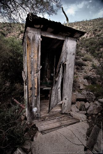 Now I'm no expert, but I'd say this one is pretty old. Old Outhouse, Outhouse Shed, Plumbing Humor, Western Garden, Outhouse Door, Outhouse Bathroom, Outside Toilet, Out Houses, Old Cabins