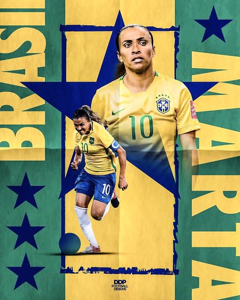 Marta Vieira da Silva #10, Brazil WNT Brazil Football Poster, Soccer Poster, Football Poster, Football Design, Football Wallpaper, Room Posters, Room Ideas, Brazil, Soccer