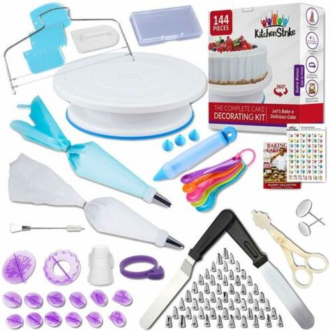 Cake Equipment Baking Tools, How To Pipe Roses, Cake Decorating Turntable, Cake Decorating Equipment, Cake Decorating Kit, Icing Nozzles, Fondant Tools, Smooth Cake, Cake Decorating Kits