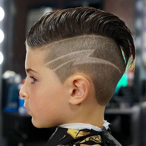 Slicked Back Undercut - Best Little Boy Haircuts: Cute Toddler Boy Hairstyles - Short, Medium, Long Haircuts and Styles For Kids #boys #boy #littleboys #boyshaircuts #menshairstyles #menshair #menshaircuts #menshaircutideas #menshairstyletrends #mensfashion #mensstyle #fade #undercut Cool Kids Haircuts, Hair Designs For Boys, Boys Haircuts With Designs, Toddler Hairstyles Boy, Short Hair For Boys, Boys Hairstyles, Cool Boys Haircuts