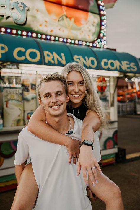 Engagement Photos at the County Fair - Kentucky Elopement Photographer | Korey Nunley Photography Fair Couples Photoshoot Night, Kentucky Elopement, Carnival Photos, Fair Pictures, Carnival Photography, Moving To Colorado, First Love Story, Fun Engagement Photos, Wedding 2025