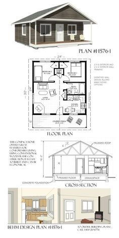 H576-1 Lakeside Cottage 24 x 30 - Behm Garage PlansBehm Garage Plans 1 Bedroom House Plans, 1 Bedroom House, Lakeside Cottage, Cabin Floor Plans, Small House Floor Plans, Cabin House Plans, Tiny House Floor Plans, Cottage Plan, Garage Plans