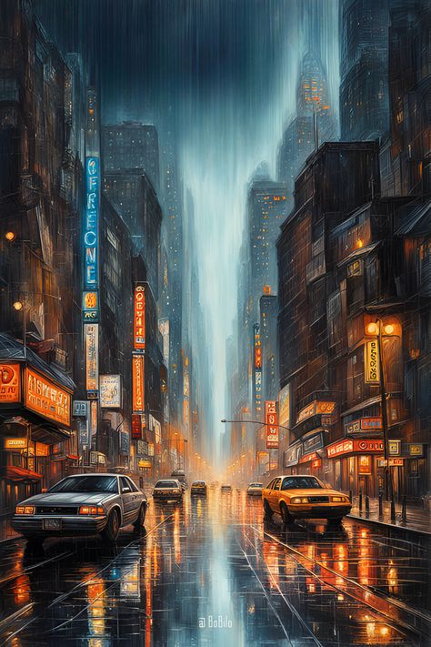 Gloomy Urban Fantasies: Explore Dark and Mysterious Cityscapes in Digital Art Painting Night, Dark And Mysterious, Urban Landscapes, Nature Painting, Cityscape Painting, Digital Paintings, Night Painting, Urban Fantasy, Nature Paintings