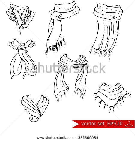 Scarf Stock Vectors & Vector Clip Art | Shutterstock Scarf Drawing, Pin Up Drawings, Mouth Drawing, Drawing Examples, Drawing Heads, Drawing Style, Fashion Illustration Sketches, Dance Art, Vector Drawing