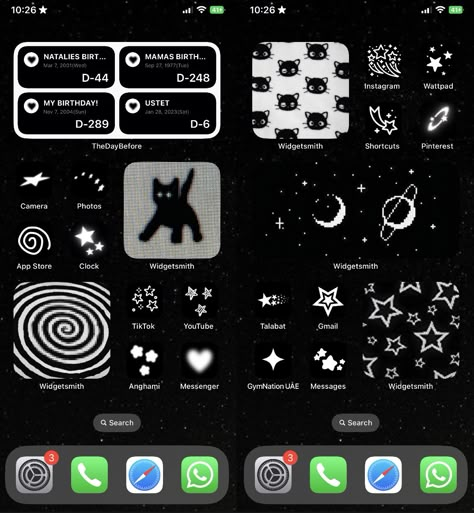 Black iphone app lauout homescreen idea star dark mode #black #star #blackandwhite #iphonewallpapers Widget Inspo Dark, Star Iphone Theme, Black Ipad Homescreen Ideas, Iphone Themes Ideas Dark, Dark Mode Iphone Layout, Black Iphone Theme Aesthetic, Black Star Phone Case, Star Homescreen Ideas, Black Theme Home Screen