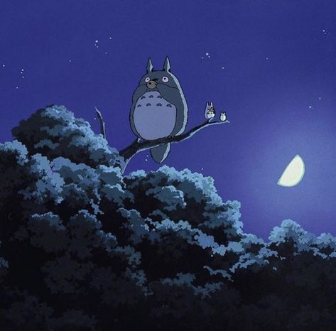 Blue Studio Ghibli, Blue Ghibli, Ghibli Night, Ghibli Widget, Ghibli Core, Apple Watch Wallpapers, My Neighbour Totoro, Studio Ghibli Background, Night Scenes