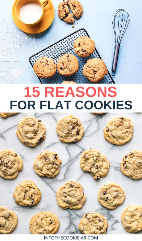 These 15 baking tips are going to transform your cookie making process, including learning why your cookies are flat, troubleshooting flat cookies, and giving you all of the baking tips and tricks you need to be successful in the kitchen. These are all of the reasons for flat cookies and how to make sure your cookies rise next time! Cookie Issues Chart, Cookie Troubleshooting Guide, Why Are My Cookies So Flat, How To Keep Chocolate Chip Cookies From Spreading, What’s Wrong With My Cookies, Flat Cookies What Causes, Troubleshooting Cookies, How To Keep Cookies From Spreading, Why Are My Cookies Flat