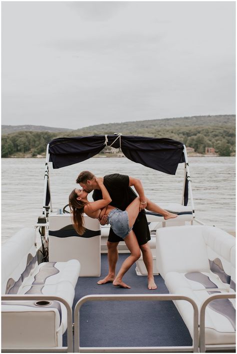 Couples Lakeside Pontoon Boat Photography Session at Greenwood Lake, NY by Sydney Madison Creative Boat Engagement Photos, Boat Engagement, Boat Photography, Greenwood Lake, Lake Boat, Slow Dance, Couples Session, Pontoon Boat, Couples Photography