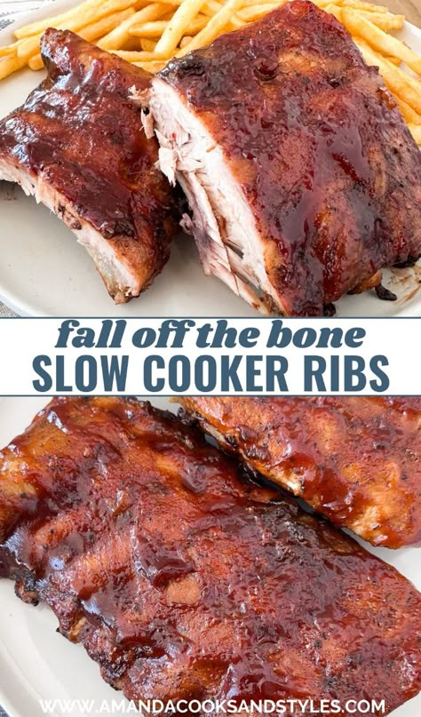 Crockpot Baby Back Ribs - Fall off the bone baby back ribs made simply in your slow cooker! This is one of my favorite ways to cook ribs because they always turn out super tender and delicious. Crockpot Baby Back Ribs, Slow Cooker Baby Back Ribs, Delicious Ground Beef Recipes, Slow Cooker Ribs Recipe, Ribs Recipes, Crockpot Ribs, Slow Cooker Ribs, Pork Rib Recipes, Back Ribs