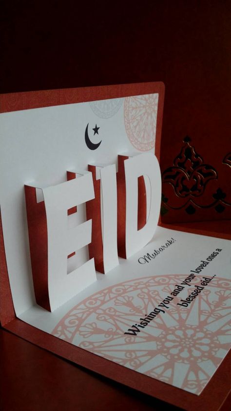 Eid cards, Ramadan cards, Islamic cards, Islamic event invitation, Pop Up Eid… Diy Eid Cards, Eid Moubarak, Ramadan Recipe, Eid Ideas, Assignment Ideas, Eid Greeting Cards, Ramadan Cards, Eid Card, Pop Up Card Templates