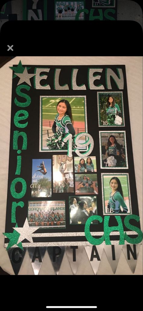 Senior Night Posters Poms, Track Senior Night Posters, Senior Posters Cheer, Senior Poster Board Ideas Cheer, Cheer Senior Night Posters, Senior Night Posters Cheerleading, Soccer Senior Night Posters, Senior Poster Board Ideas, Soccer Senior Night