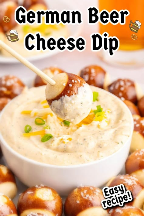 German Beer Cheese is a delicious and easy appetizer to prepare for game day or any gathering. Serve this with soft pretzels, chips, veggies, or your favorite dipping snack! Hot Beer Cheese Dip For Pretzels, Warm Beer Cheese Dip, German Cheese Dip, German Beer Cheese, German Beer Cheese Dip, Sausage Beer Cheese Dip, Pretzel Beer Cheese Dip, Hot Beer Cheese Dip, German Appetizers