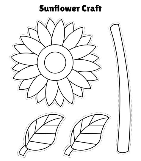 Printable Sunflower Prints, Free Printable Sunflower Template, Frog Crafts Preschool, Spring Template, Sunflower Template, Printable Craft Templates, Summer Preschool Crafts, Book Clip Art, Sunflower Crafts