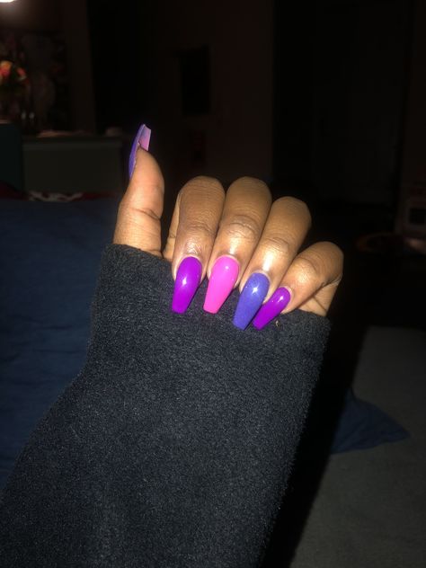 5 Shades Of Purple Nails, Different Color Purple Nails, Different Shades Of Purple Nails, Different Shade Of Purple Nails, Nails Inspiration Purple, Hot Purple Nails, Shades Of Purple Nails, Neon Purple Nails, Purple And Pink Nails