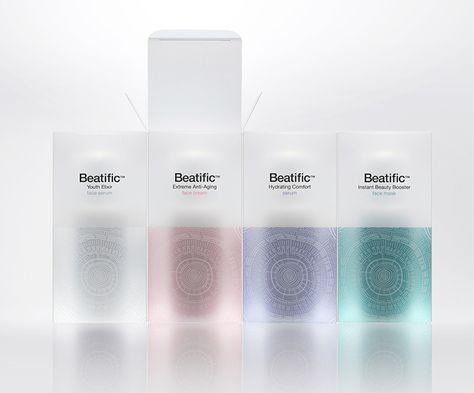 Mousegraphics recently designed the new look for skincare line: Beatific. Their main target are women who are aware of the benefits of cosmeceuticals and can appreciate the results of thorough clinical research and high end care. Best Packaging Design, Shampoo Packaging, Medical Packaging, Skincare Packaging, Cosmetic Design, Packing Design, 3d Texture, Cosmetic Skin Care, Bottle Packaging