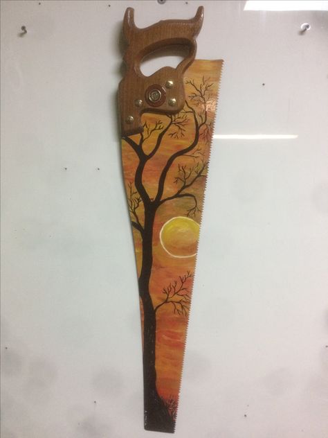 Hand Painted Saw Blades, Painting On Saw Blades Ideas, Painting On Old Hand Saws, Saw Art Ideas, Painted Hand Saws Ideas, Old Saws Ideas, Painted Saws Ideas, Saw Painting Ideas, Old Saw Blades Ideas Paintings