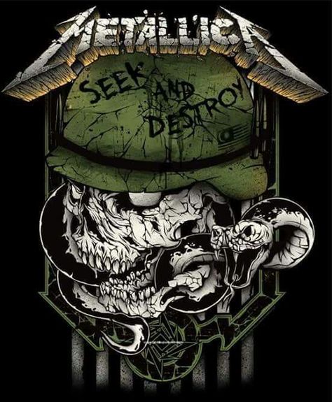 ..... Metallica Tattoo, Metallica Live, Arte Heavy Metal, Metal Band Logos, Metallica Art, Seek And Destroy, Rock N Roll Art, Rock Band Posters, Heavy Metal Art