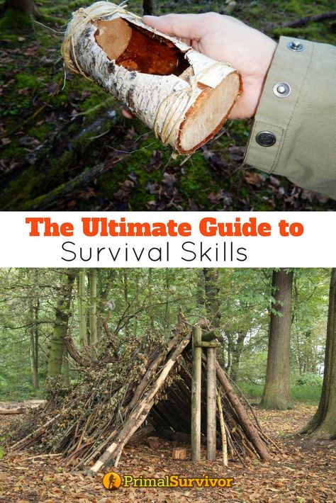 Primal Survivors guide to Survival Skills to keep you alive when shtf. We teach you essential bushcraft skills, how to start a fire, how to build a shelter, forage for wilderness food and build your own tools for hunting. #survivalskills #survival #shtf #fire #shelter #food #wilderness #primalsurvivor Bushcraft Skills, Surviving In The Wild, Survival Supplies, Bushcraft Camping, Survival Shelter, Survival Techniques, Start A Fire, Homestead Survival, Wilderness Survival