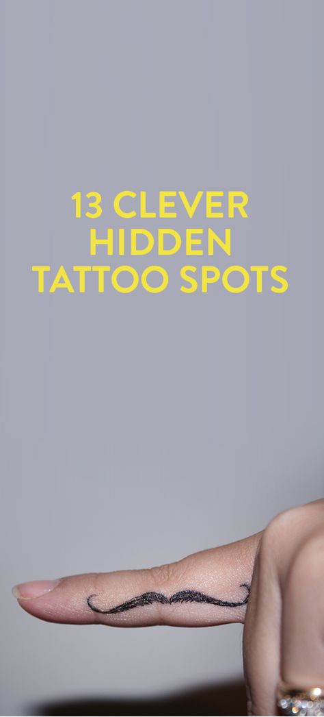 13 Clever Hidden Tattoo Spots Small Hidden Tattoos, Hidden Tattoo Placement, Hidden Tattoo, Secret Tattoo, Places To Get Tattoos, Places For Tattoos, Tattoo Spots, Hidden Tattoos, Clever Tattoos