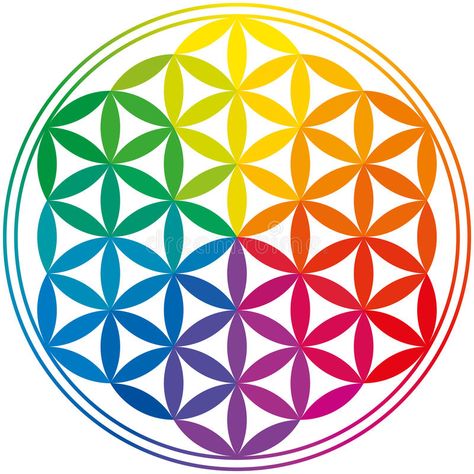 Flor de los colores del arco iris de la vida libre illustration Sacred Geometry Universe, Flower Of Life Symbol, Yoga Stickers, Yoga Studio Design, The Flower Of Life, Geometric Mandala, Spiritual Symbols, Life Symbol, Flower Mandala