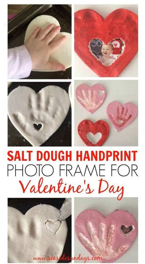 Valentine's day craft for kids, handprint craft for toddlers, mother's day gift grandparent's gift. Valentine's git ideas Valentines Bricolage, Grandparents Diy, Dough Ornaments, Baby Handprint, Valentine's Day Crafts For Kids, Diy Bebe, Valentine Crafts For Kids, Handprint Crafts, Kids Valentines