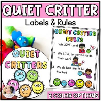 Looking for a fun way to get your chatty class to quiet down?  Quiet Critters are one of my favorite classroom management systems!  Students get to have the pom pom critter on their desk, as long as they are quietly working.I use Quiet Critters during independent work time to keep students engaged and motivated to work and whisper!Quiet Critters are easy, yet effective.This Quiet Critter Set Includes:Labels for your jarEach label comes in 3 color options (bright, primary and black & white)Yo Prek Classroom Management, Quiet Classroom Management, Quiet Critters How To Make, Quiet Critters Classroom, Chatty Class Classroom Management, Quiet Critters Behavior Management, Quiet Signs For Classroom, Quiet Critters, School Counseling Bulletin Boards