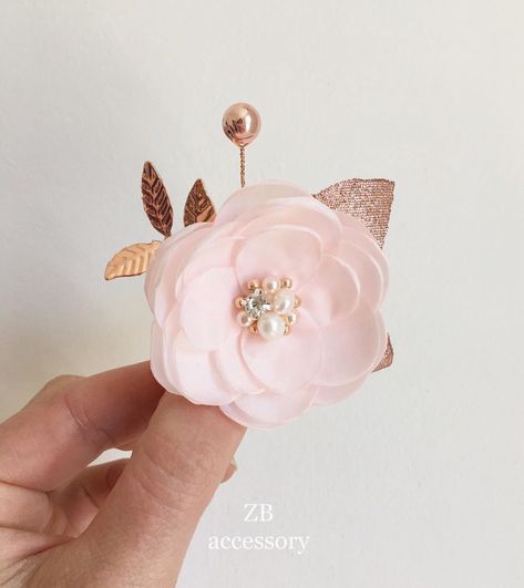 Christmas Fairy Costume, Mother Of The Bride Corsage, Mother Of Bride Corsage, Bride Corsage, Gold Corsage, Blush Hair, Bridesmaid Hair Clips, Pink Hair Accessories, Pink Brooch