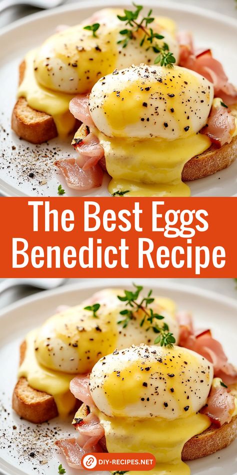 Discover the best way to make Eggs Benedict! Perfectly poached eggs, crispy bacon, and creamy hollandaise over toasted muffins. Best Egg Benedict Recipe, Breakfast With Hollandaise Sauce, Breakfast Eggs Benedict, Prosciutto Eggs Benedict, Bacon Eggs Benedict, Eggs Benedict Hollandaise Recipe, Mini Eggs Benedict, Eggs Benedict Recipes, Best Eggs Benedict Recipe