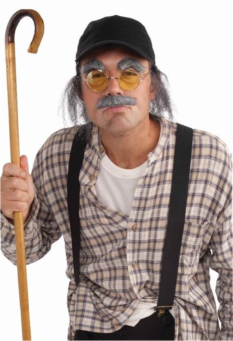 Old Man Kit http://www.trendyhalloween.com/Default.aspx?afid=15 #Moustache #movember #fakemoustache Senior Citizen Outfit, Old Man Halloween Costume, Old People Costume, Grandpa Costume, Old Man Costume, Grey Eyebrows, Old Grandpa, Mens Halloween, Halloween Products