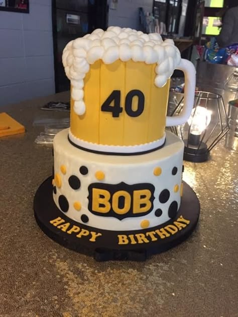 50th Beer Cake, 30th Birthday Beer Cake, Beer Birthday Cake Ideas, Cheers And Beers To 40 Years Party Cake, Beer Themed 40th Birthday Party, Cheers And Beers Party Cake, Beer Decorated Cake, Cheers And Beers Birthday Cake, Cheers And Beers To 40 Years Cake