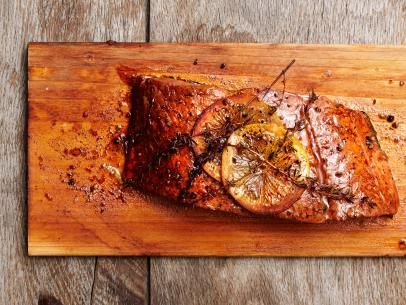 Cedar Plank-Smoked Salmon Recipe | Food Network Kitchen | Food Network Honey Balsamic Glaze, Balsamic Glaze Recipes, Plank Salmon, Cedar Plank Salmon, Honey Salmon, Smoked Salmon Recipes, Lemon Salmon, Cedar Planks, Smoked Ribs