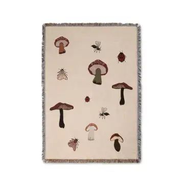 Trouva: Kids Different Mushrooms, Ferm Living Kids, Hidden Forest, Forest Tapestry, Small Insects, Playful Decor, Tapestry Blanket, Over The Bed, Living Modern