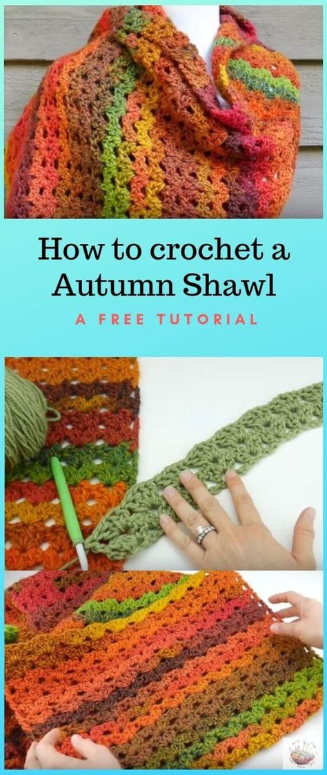 Autumn Shawl, Crochet Autumn, Large Crochet Hooks, Popular Crochet, Crochet Patterns Free Beginner, Crochet Shawls And Wraps, All Free Crochet, Crochet Shawls, Hand Crochet Baby Blanket