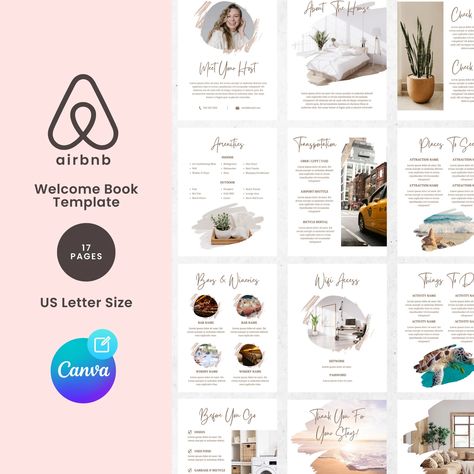 Airbnb Printables, Guidebook Template, Airbnb Welcome Book Template, Social Media Management Business, Airbnb Welcome Book, Airbnb House, Airbnb Design, Facebook Templates, Booking Sites