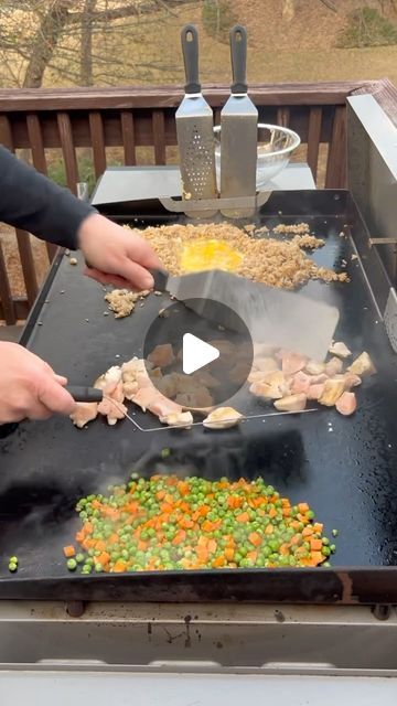 Benton Palmer on Instagram: "This is my top video of 2023! It had over 22 million views on TikTok!  I actually don’t even think this is a great chicken fried rice video. I pinned my favorite one to the top of my profile for you. What do you think is missing from this video?   #Griddle #Blackstone #Weber #GriddleRecipe #GriddleIdeas #EasyRecipe #ChickenFriedRice #Grilling #Recipes #LetsEatYall #bestof2023" Blackstone Rice, Griddle Chicken Fried Rice, Fried Rice Video, Black Stone Cooking, Fried Rice Recipe Video, Rice Video, Blackstone Grill Recipes, Black Stone Griddle, Griddle Cooking Recipes