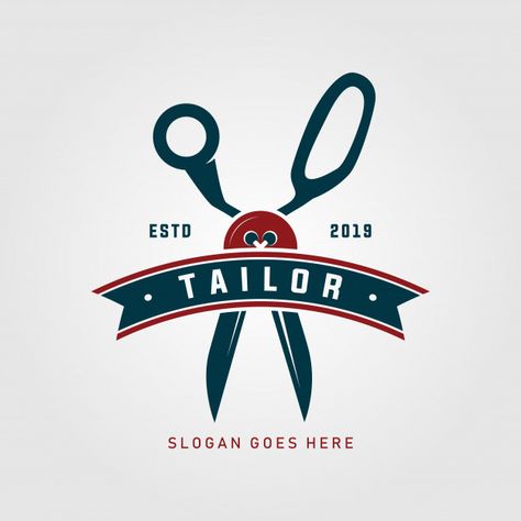 Scissors tailor logo template Premium Ve... | Free Vector #Freepik #freevector #logo #business #vintage #sale Typographic Logo Design Branding, Tailor Logo Design Creative, Scissors Logo Design, Tailor Shop Logo, Tailoring Logo Design Ideas, Logo Tailor, Tailor Logo Design, Sewing Business Logo, Eco Logo Design