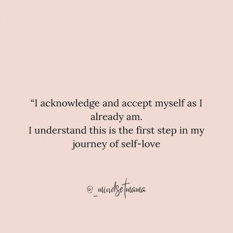 The journey to self love begins with self acceptance. . . . Access your self-love journal via the link in bio and start your journey today 🫶 . . #mindset #affirmations #selflove #motherhoodjourney #personaldevelopmentjourney #honestmotherhood #mama #momlife #growth Journey To Self Love, Mindset Affirmations, Love Journal, Motherhood Journey, Self Acceptance, First Step, Inspire Me, The Journey, Personal Development