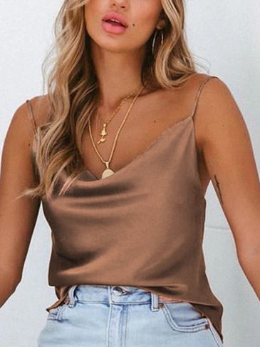 Strappy Shirt, Satin Cami Top, Satin Camisole, Vest Tops, Outfit Trends, Womens Tops Summer, Women Tunic Tops, Summer Tank Tops, Satin Top