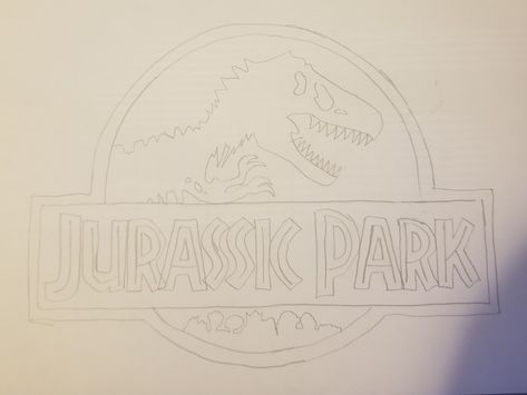 Jurassic Park Symbol Drawing Jurassic Park Drawing, Movie Drawings, Park Drawing, Symbol Drawing, Drawing Simple, Jurassic Park World, Easy Drawing, Jurassic Park, Bottles Decoration