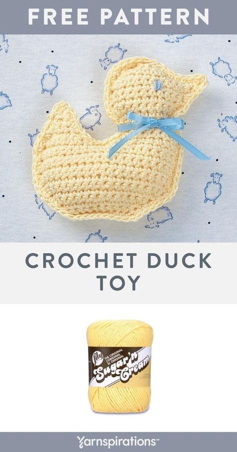 Lily Sugar'n Cream Yarn Pattern | Craft an adorable duck toy in durable, Lily Sugar'n Cream. #Yarnspirations #LilySugarnCream #FreeCrochetPattern #Easter Crochet Sheep Free Pattern, Crochet Bathroom, Crochet Duck, Making Toys, Crochet Sheep, Crocheted Toys, Duck Toy, Crochet Turtle, Crochet Amigurumi Free Patterns