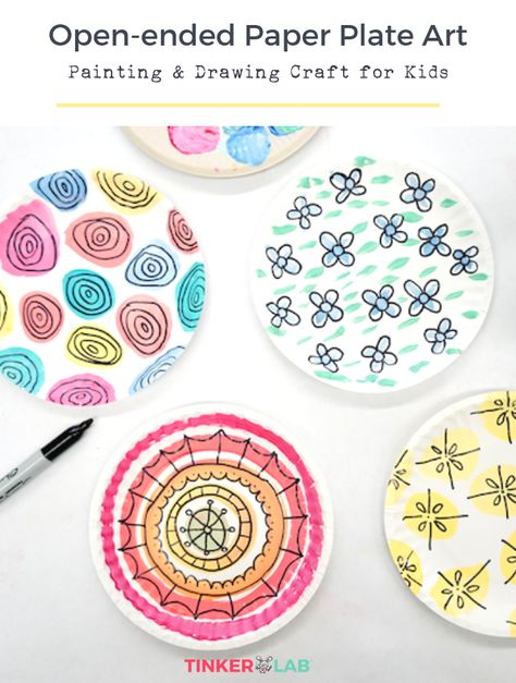 Painting and Drawing Paper Plate Craft | TinkerLab Plate Painting Ideas, Paper Plate Art, Paper Plate Design, Painting Ideas For Kids, Plate Drawing, Plate Painting, Paper Plate Craft, Painting And Drawing, Art Activity