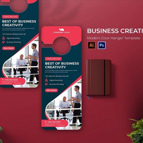 Business Creativity Door Hanger Corporate Identity Corporate Door Design, Door Hanger Design Marketing, Door Hanger Template, Digital Marketing Business, Hanger Design, Modern Door, Corporate Identity, Grow Business, Business Branding