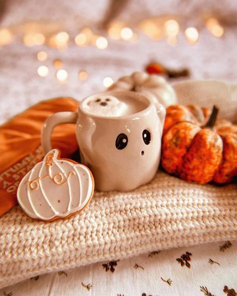 🐻🍂 𝔰𝔥𝔢𝔩𝔩𝔢𝔶-𝔪𝔞𝔯𝔦𝔢 🍂🐻 on Instagram: "👻 blood type: hot chocolate A @whittardofchelsea1886 white hot choc in this lil ghostie from @asda, marshmallow @homebargains and a perfect little pumpkin biscuit from @honeywellbakes 🎃 🍁🍂🎃🍂🍁 #iloveautumn #ilovefallmostofall #autumn #pumpkins #halloween #autumncore #sweaterweather #falliscoming #autumnaesthetic #cozyautumn #hyggelife #instaautumn #autumncore #hygge #stepintoautumn #discoverunder15k #autumnseason #pumpkins #pumpkinspice #f Wallpaper October, Helloween Wallpaper, Cute Fall Wallpaper, Halloween Tattoo, Fall Feels, Autumn Cozy, Autumn Aesthetic, Fall Wallpaper, Retro Halloween