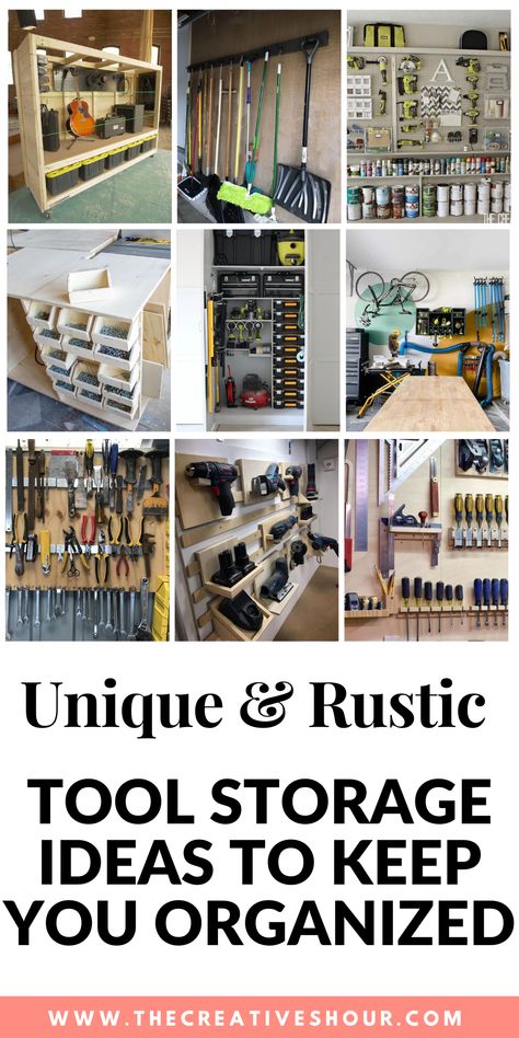 Whether you're a DIY enthusiast, a hobbyist, or a seasoned pro, having an organized tool storage system is essential for unleashing your creativity and getting the job done efficiently. But what if you're working with limited space? Fear not! Explore these ingenious tool storage ideas tailored for small spaces, ensuring that every tool has its place, and your workspace remains clutter-free and inspiring. Hand Tool Organization Ideas, Socket Organizer Diy Storage, Nail And Screw Organization Ideas, Diy Tool Storage, Garage Setup, Tool Storage Ideas, Tool Organization Diy, Tool Wall Storage, Pallet Tool