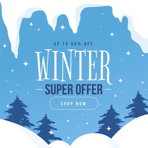 Winter Ads, Sale Flyer Design, Graphics Aesthetic, Winter Graphics, Winter Wonderland Invitations, Design For Social Media, Winter Poster, Graphics Background, Social Media Advertising Design