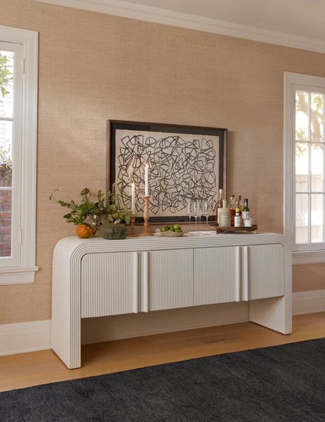 Modern White Sideboard, Dining Room Console, Sarah Sherman, Sarah Sherman Samuel, White Sideboard, Carved Doors, Lulu And Georgia, Modern Console, Modern Sideboard