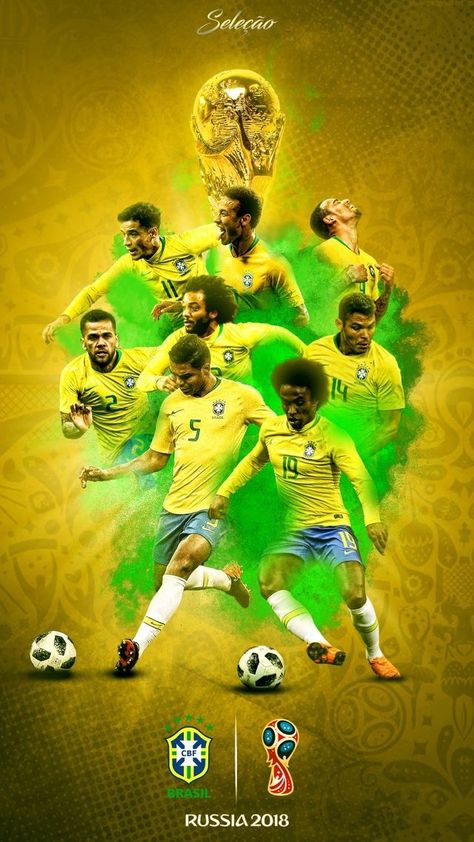 Brazil wallpaper for the 2018 World Cup Finals. Football Wallpaper Iphone, Brazil Wallpaper, Brazil Football Team, Brazil Soccer, Brazil Football, World Cup Russia 2018, Football Illustration, Team Wallpaper, Easter Wallpaper