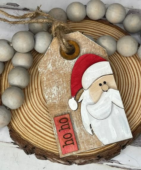 Handmade Christmas Ornament Collection- Wooden Christmas Tags Ornament – Little August Ranch Christmas Tag Ornaments, Wooden Christmas Tags, Natal Country, Christmas Tags Handmade, Tag Ornaments, Tiered Tray Diy, Tray Diy, Painted Christmas Ornaments, Wooden Tags