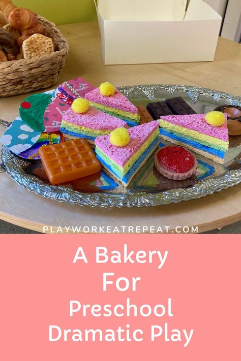 Picture of a bakery set up in preschool dramatic play centre Bakery Dramatic Play Preschool, Restaurant Theme Preschool, Play Pizza Shop, Bakery Dramatic Play, Preschool Dramatic Play, Pakistani Sweets, Dessert Theme, Play Bakery, Baking Center