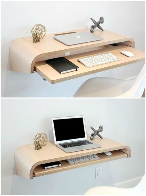 Floating Desks, Small Room Desk, Koti Diy, Floating Desk, Desk In Living Room, Interior Design Per La Casa, Minimal Space, Room Desk, Small Room Design